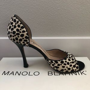 Manolo Blahnik Pony Peep Toe Heels